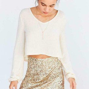 Kimchi Blue (UO) White Cream Crop Sweater Tie Back